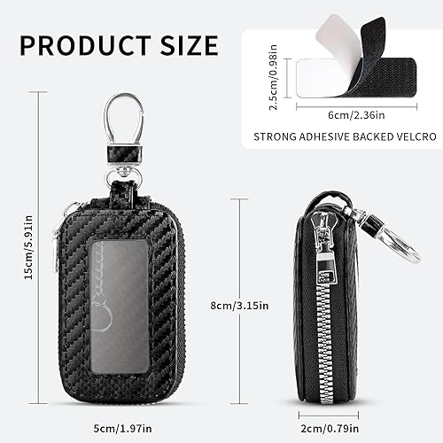 Miniatura 9 de vvag Funda de cuero genuino para llavero de coche de alta calidad, soporte para llavero remoto para automóvil, bolsa universal