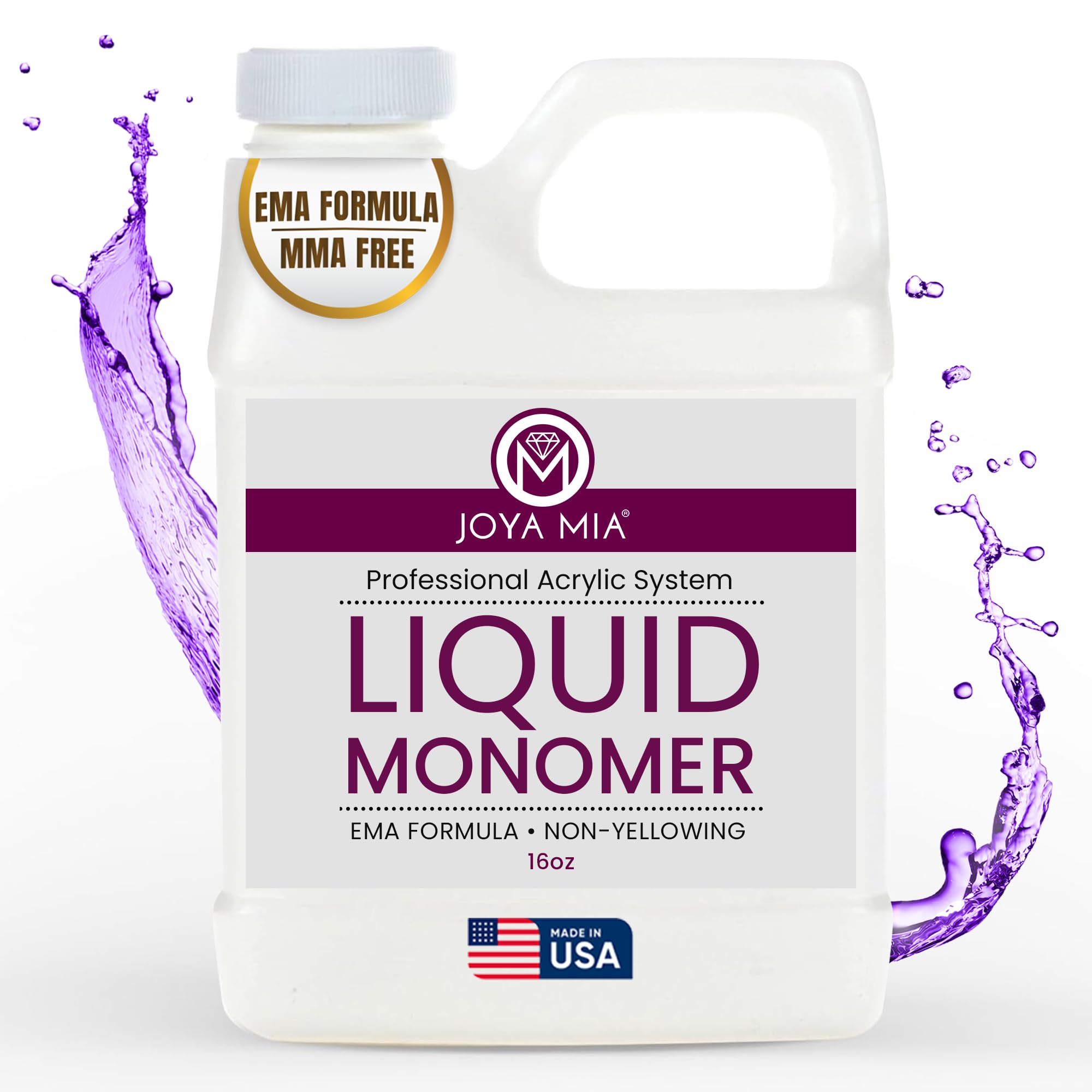 Liquid Monomer For Acrylic Powder Professional EMA Monomer Acrylic Nail Liquid, MMA Free No Yellowing, Nail Liquid Formula For Acrylic Nail, Superior Adhesion Formula (16oz)