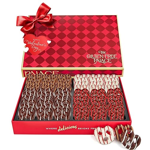 Gluten Free Palace Caja de regalo gourmet para las fiestas, pretzels cubiertos de chocolate, golosinas de Navidad y Acción de Gracias, sin gluten,