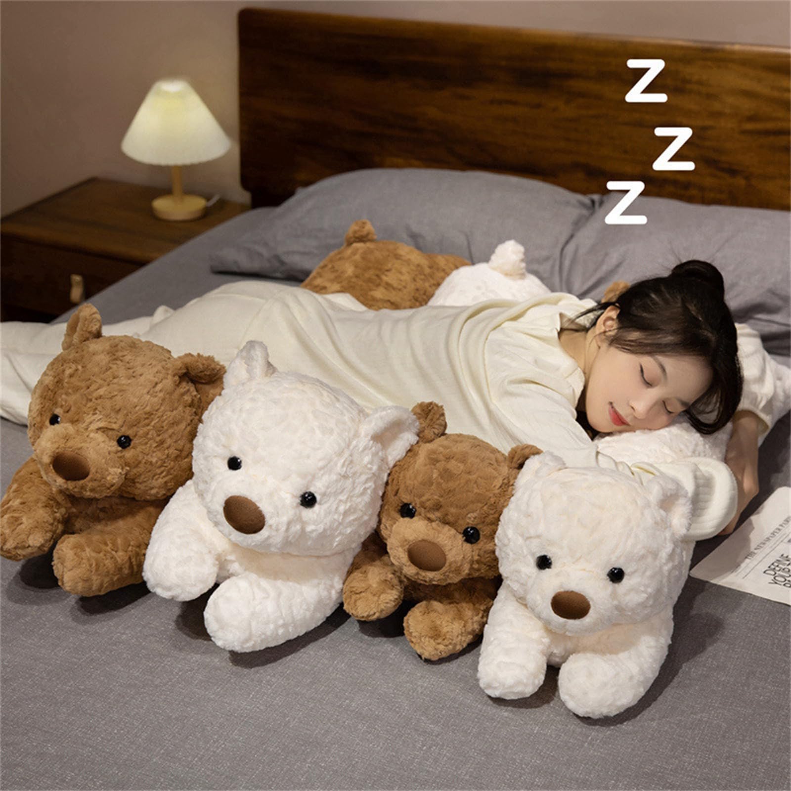 AMOSIJOY Weich Riesen Teddy Teddys Kuscheltier, Weighted Stuffed Animal Gewichtskuscheltier, GroßEr TeddybäR Als Geschenk FüR Geburtstag, Valentinstag Weihnachten (120cm,Milchweiß)