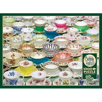 Cobble Hill 1000 Piece Puzzle - Teacups - Sample Poster Included