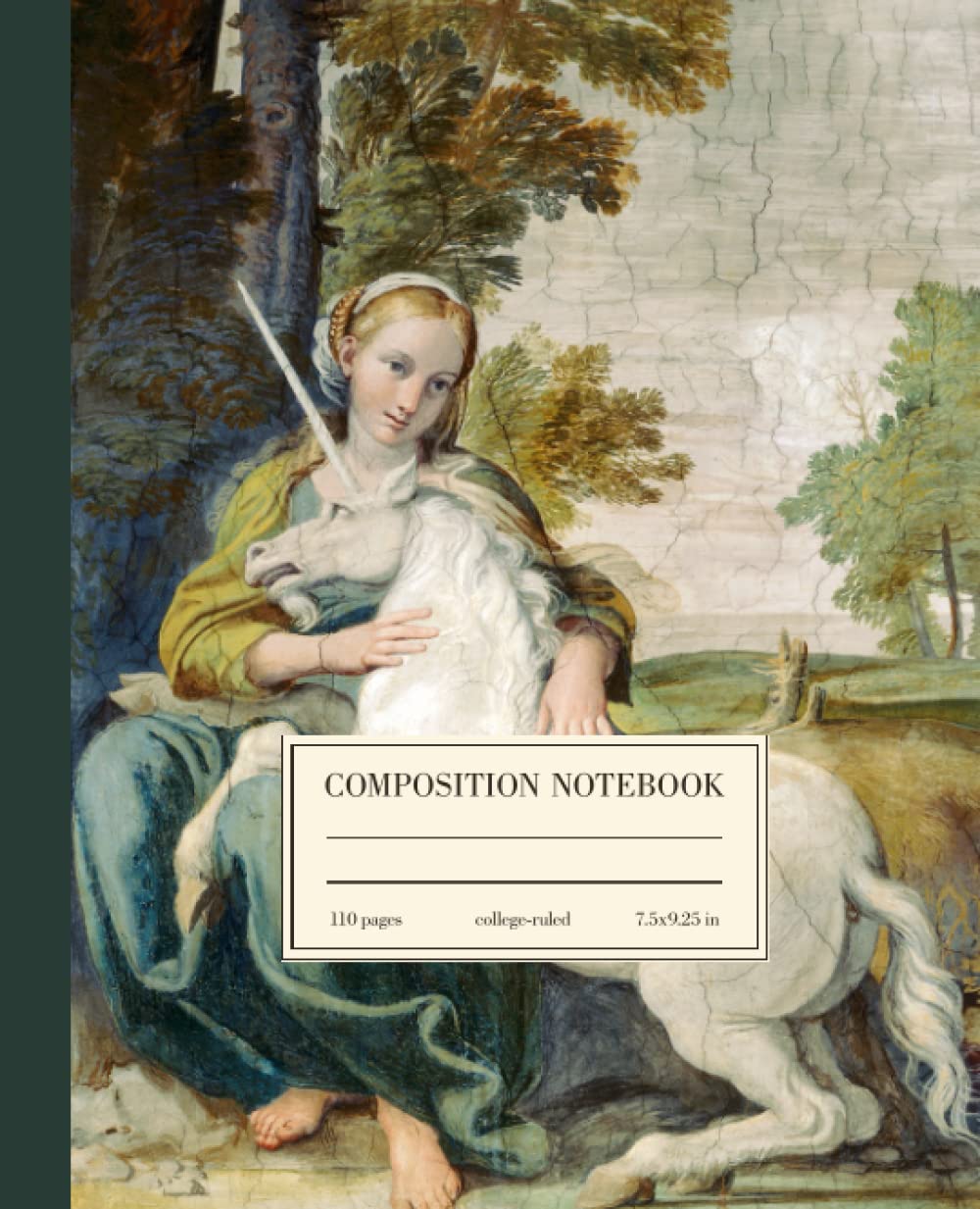 Composition Notebook College Ruled: Unicorn Vintage Art Illustration | Cute Aesthetic Journal For School, College, Office, Work | Wide Lined