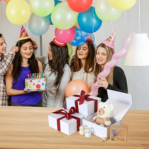 Miniatura 4 de Paquete de 4 cajas de regalo de 9.5 x 7 x 4 pulgadas con tapas de cierre magnético, caja magnética blanca para bodas, propuestas de dama de honor,