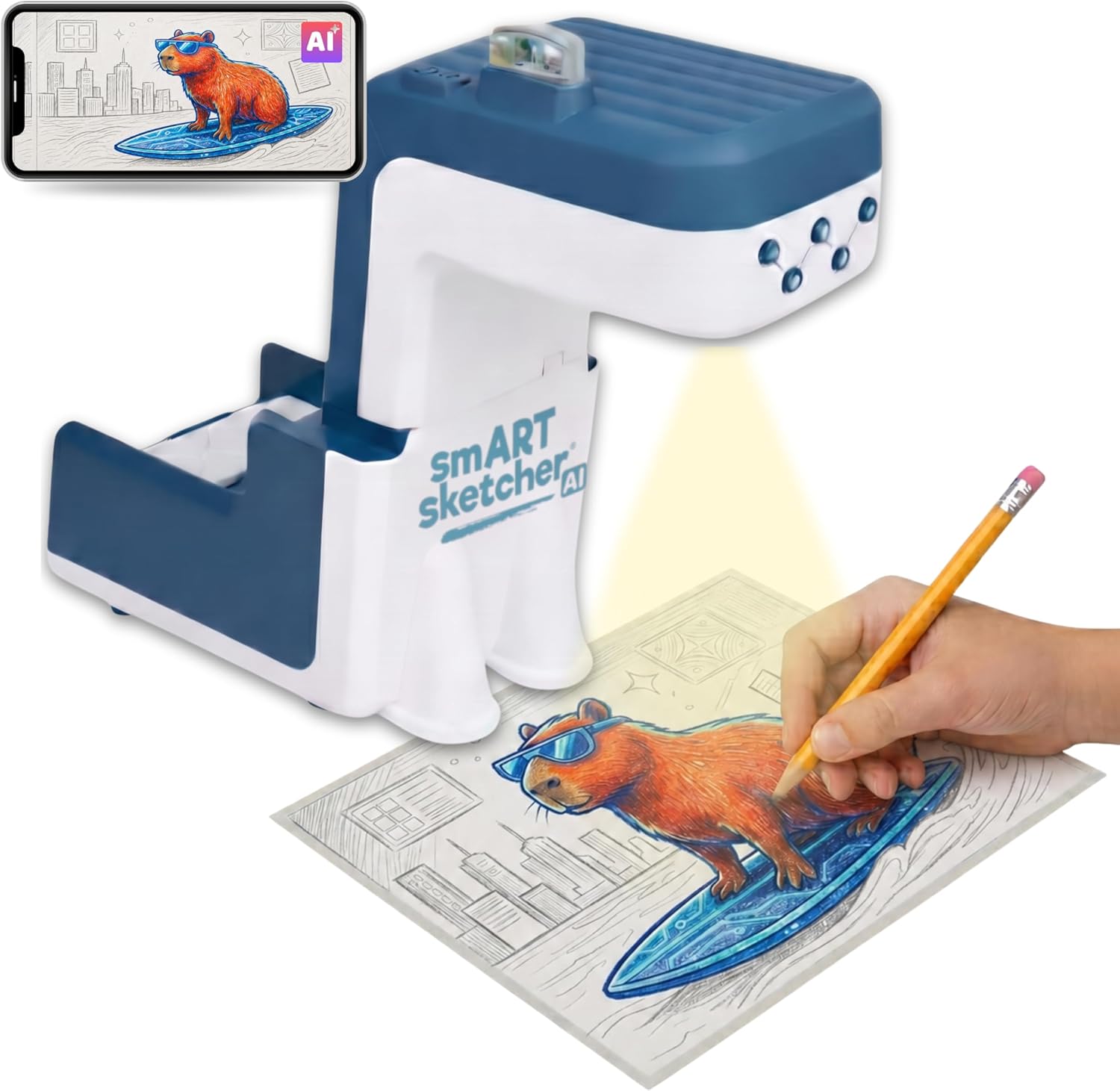 Flycatcher smART Sketcher AI Projector, AI-Powered Drawing Projector for Kids, Educational Arts & Crafts Toy with Image Generation, Birthday Gift Ages 10+