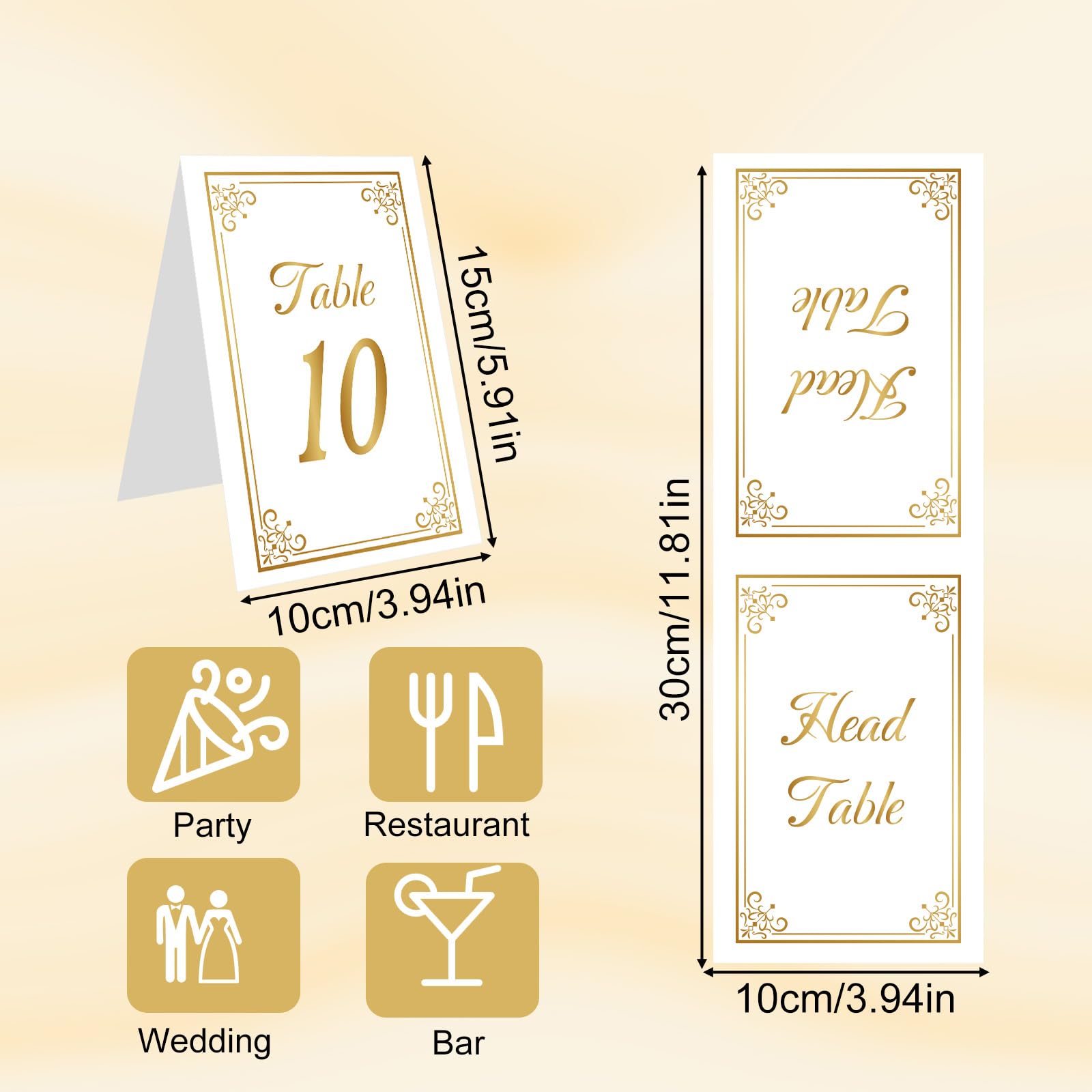 21pz Numeri da Tavolo Matrimonio in Oro, Delicati Numeri Tavolo in Lamina d'Oro Bifacciali 1-20 Cartelli per Ricevimenti Nuziali Ideali per Feste Matrimonio e Banchetti (Stile Floreale)