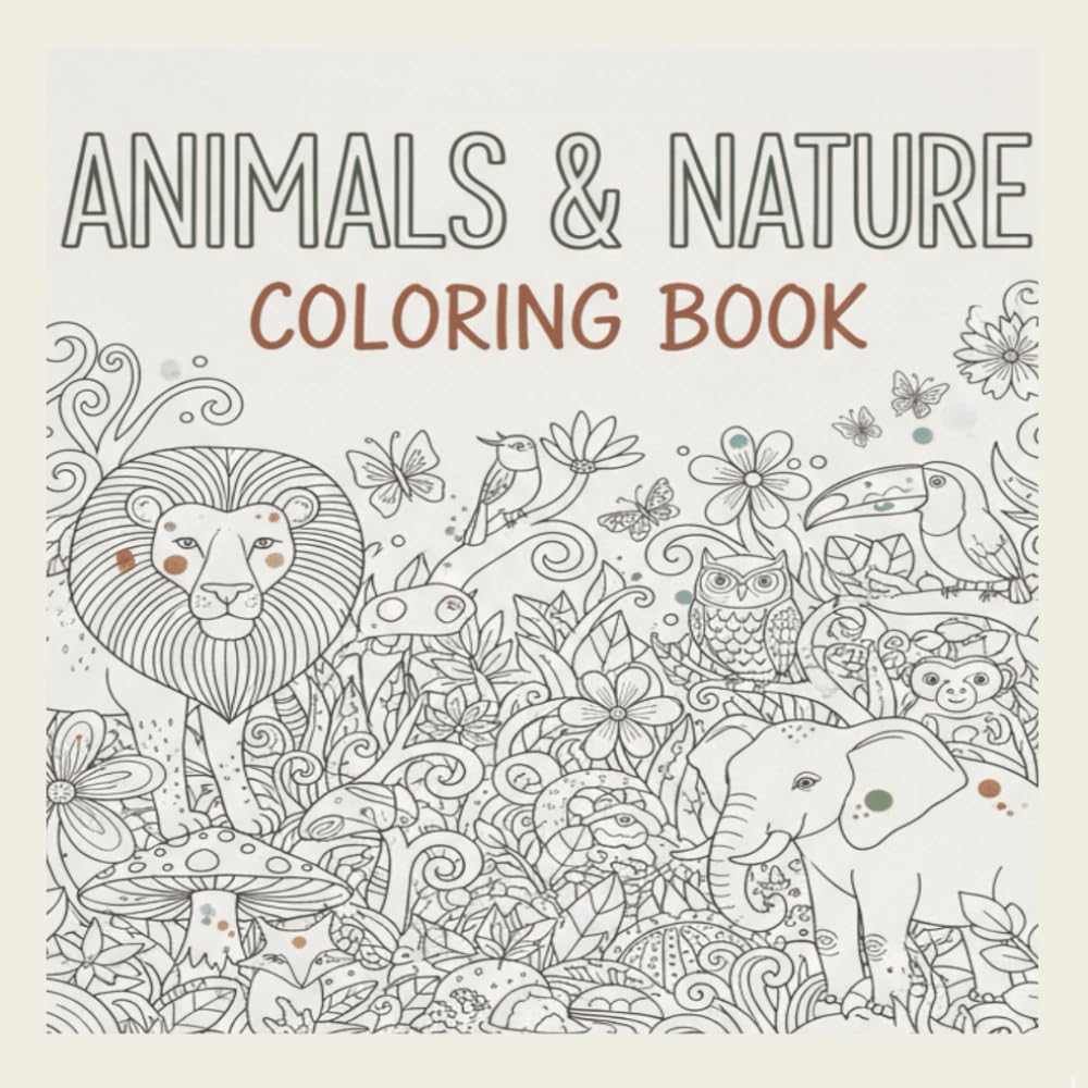 Animals & Nature Coloring Book: Relaxing Designs for Kids and Adults - Animals, Landscapes, Flowers & Gardens