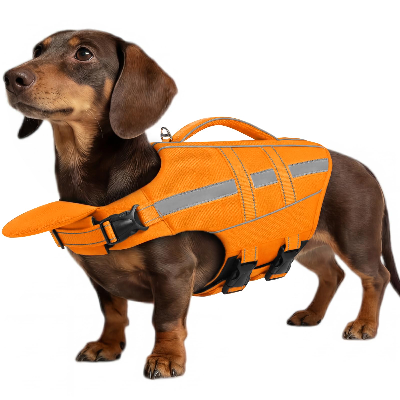 ASENKU Hundeschwimmweste Größe S für kleine Hunde mit Abnehmbarer Nackenstütze, Rettungsgriff, D-Ring und Reflektorstreifen, Schwimmweste für Hund sicheres Baden und Wassersport 5 kg-10 kg Hunde