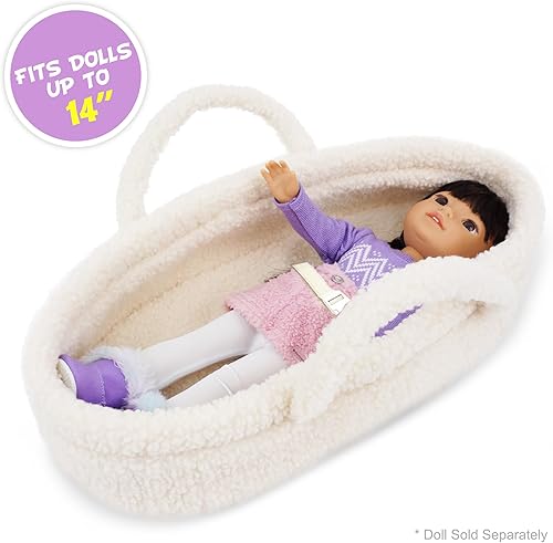 Miniatura 2 de June Garden Cozy Dream - Moisés portátil para muñecas de bebé, se adapta a muñecas americanas o osos de peluche de hasta 14 pulgadas, color blanco