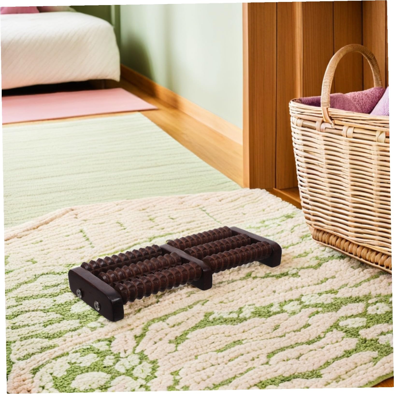 ibasenice Masajeador de Pies de Madera Natural Rodillo Acupresión Portátil para Relajación Muscular y Mejora Circulación Uso Casa Oficina y Viajes para Hombres y Mujeres