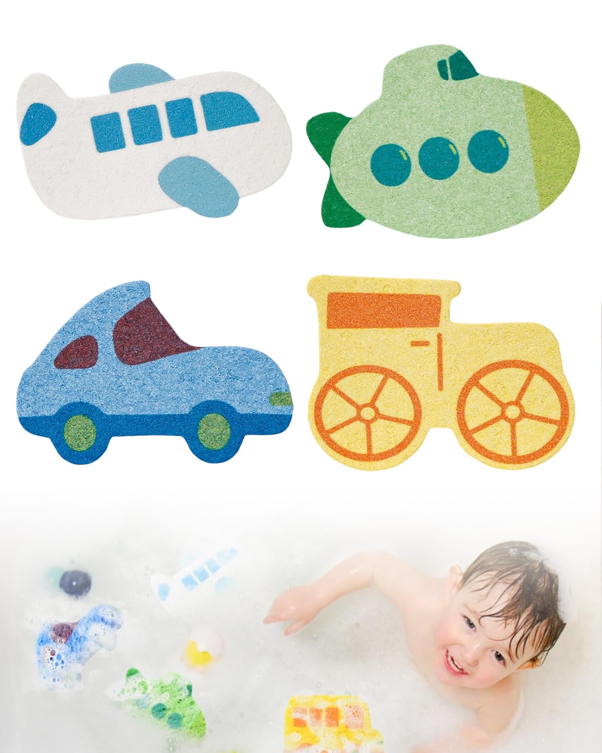 Esponjas Baño y Ducha Bebé, 4 Piezas, Extra Suaves y Naturales | Hipoalergénicas para Piel Sensible de Recién Nacidos y Niños