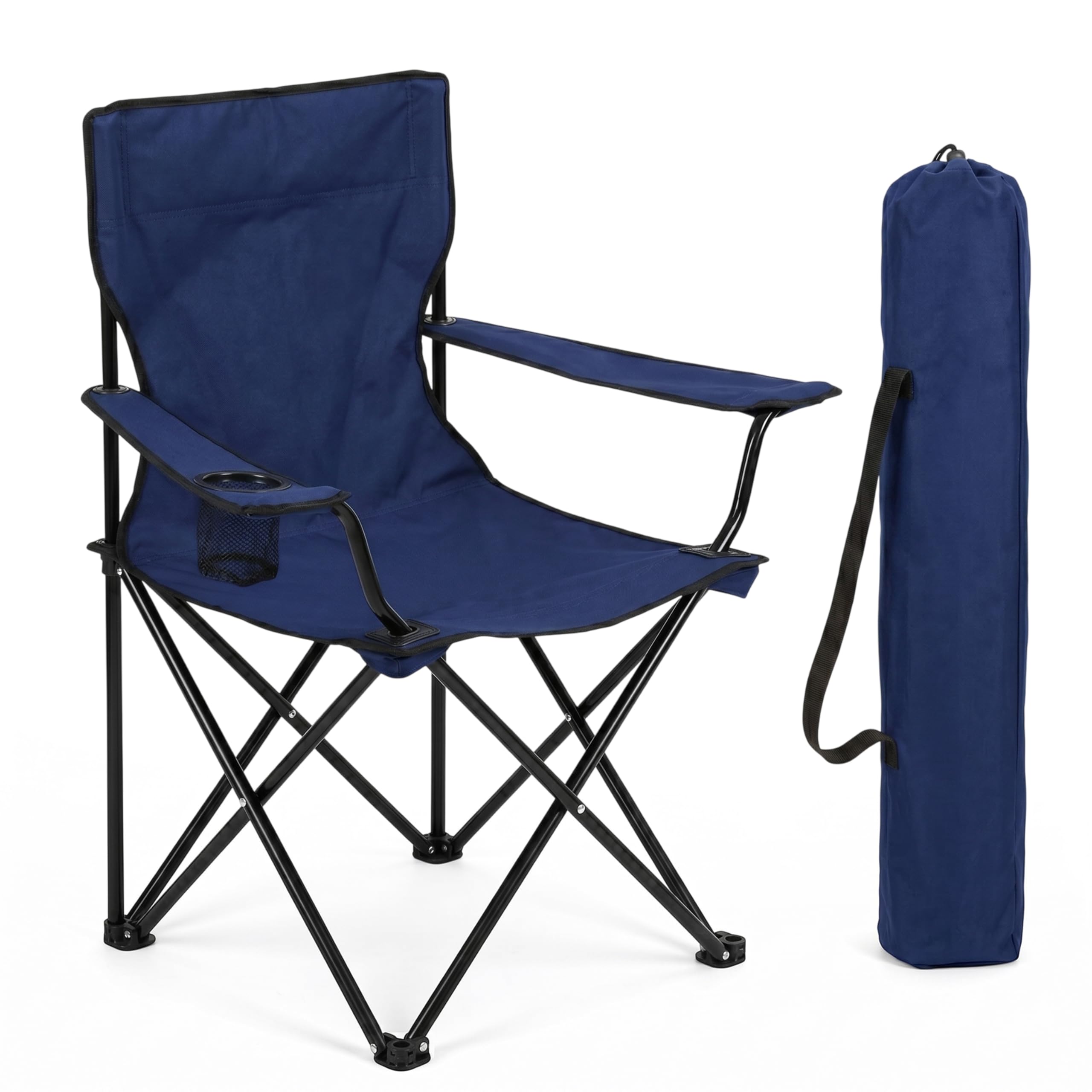 FINE GARDEN Camping Chair With Cary Bag, Lightweight Folding Camping Chair with Cup Holder, Comfortable Design Chairs with Armrests For Outdoor, Professional Travel & Garden Seating (1, Blue) — image 1