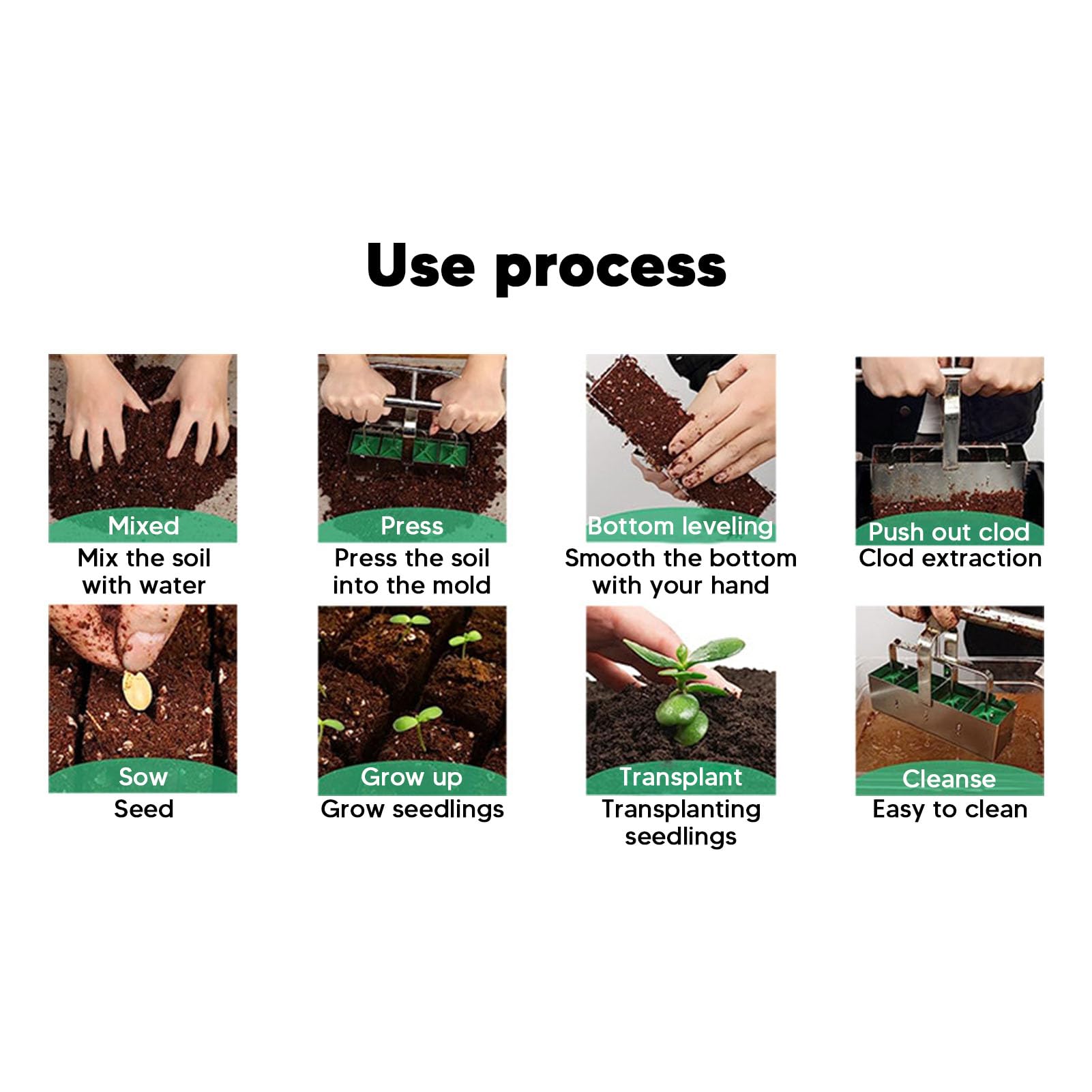 Haofy Fabricant de Blocs de Sol, Poignée D'extension de Bloqueur de Sol en Acier à 4 Cellules, sans Choc de Transplantation, Planteur Gratuit pour Plateau de Semis, Plantes