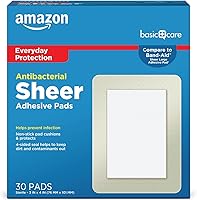 Amazon Basic Care Extra Large Sheer Adhesive Bandages 3x4 Inch Non-Stick Pads Comfortable Flexible All Skin Types 30 Count