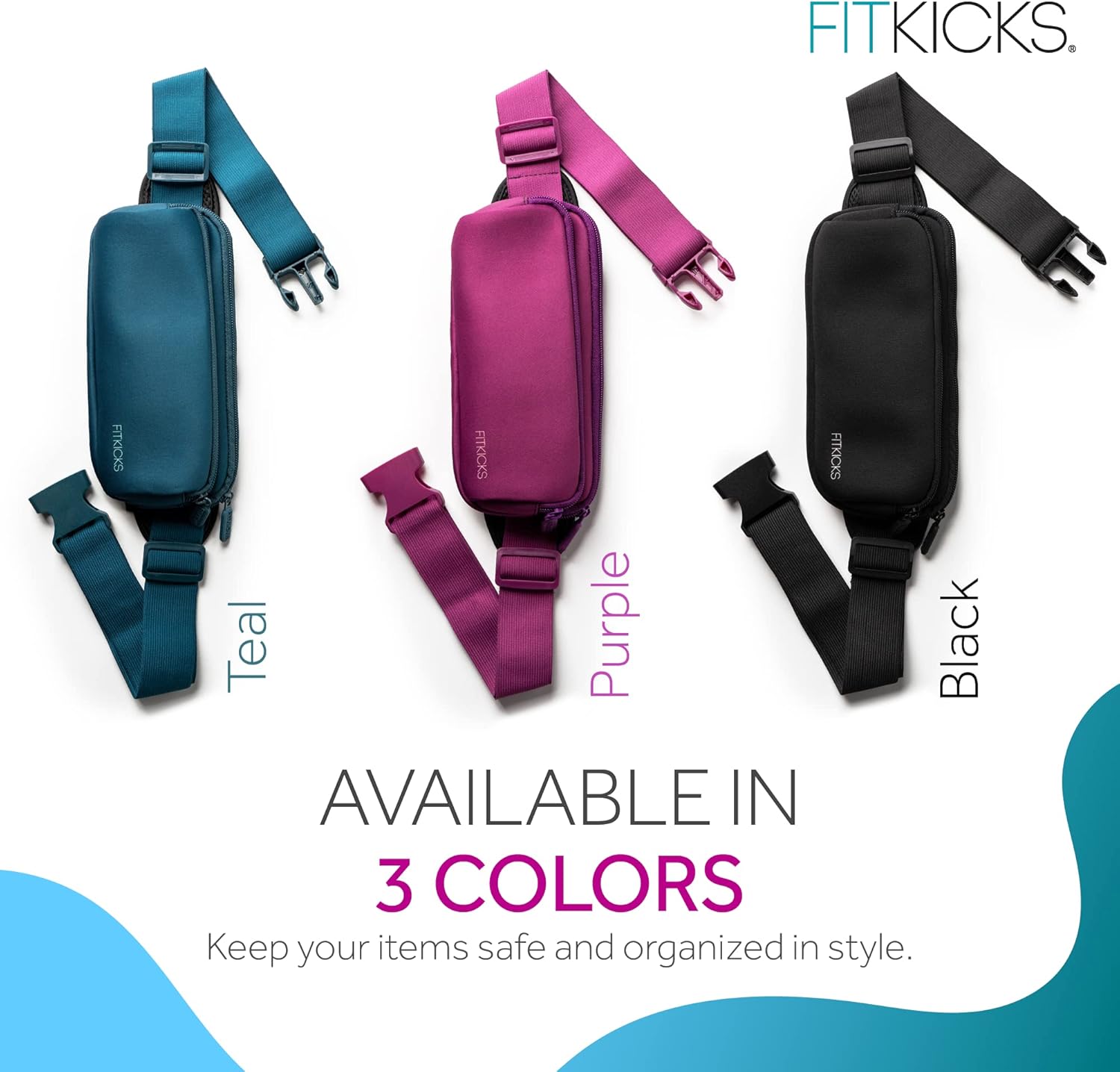 FITKICKS Fitzip Belt Bag and Crossbody Fanny Pack, Waist Pouch with Adjustable Strap - Purple