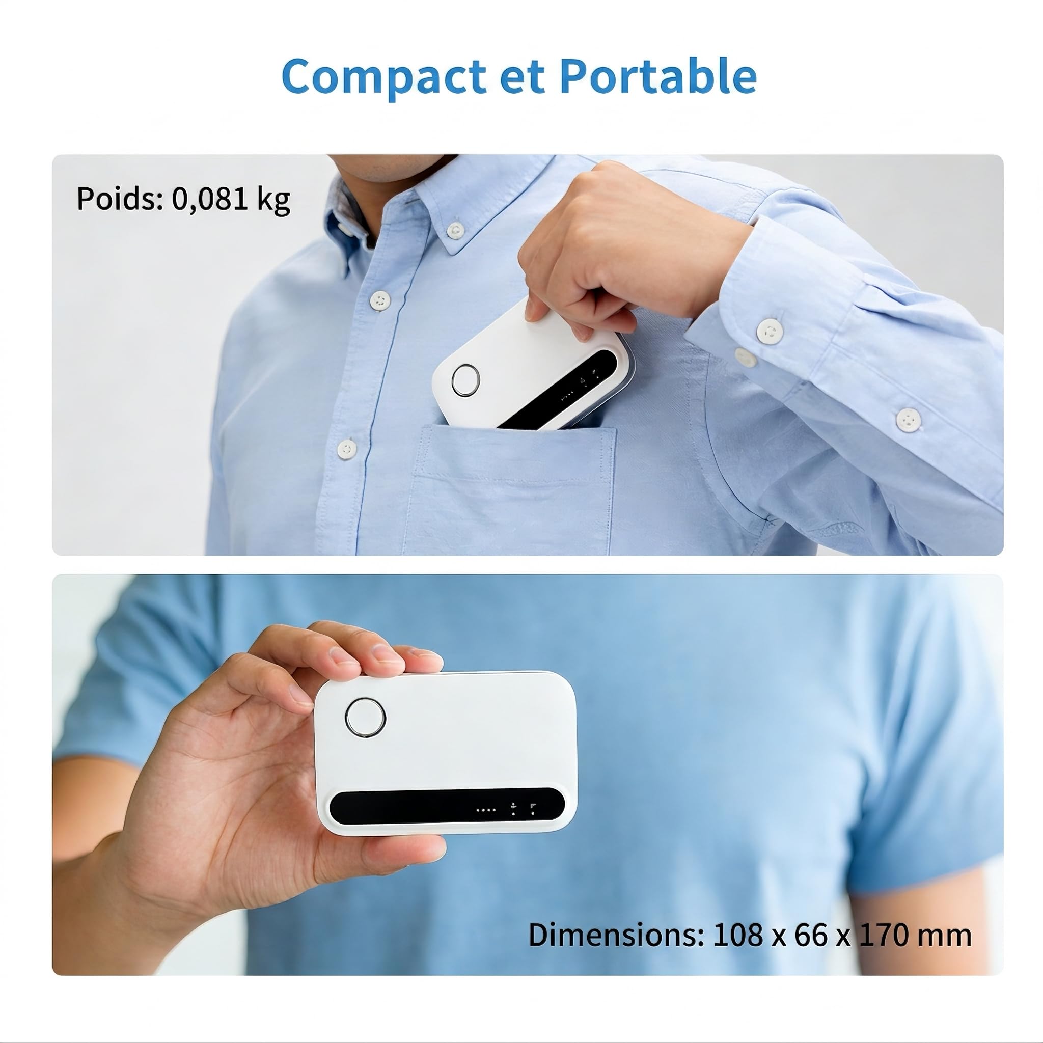 Routeur 5G/4G+ WiFi 6 Portable, Modem SIM Débloqué 300 Mbps, Connecte 32 Appareils, Idéal Télétravail & Voyage