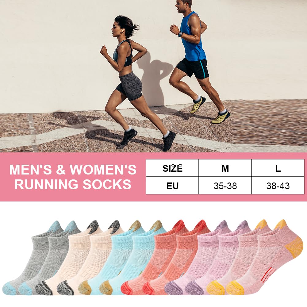 6 par skarpet do sneakersów, damskie skarpety sportowe, skarpety do biegania, oddychające, krótkie skarpety do kostki, z bawełny, rozmiar L