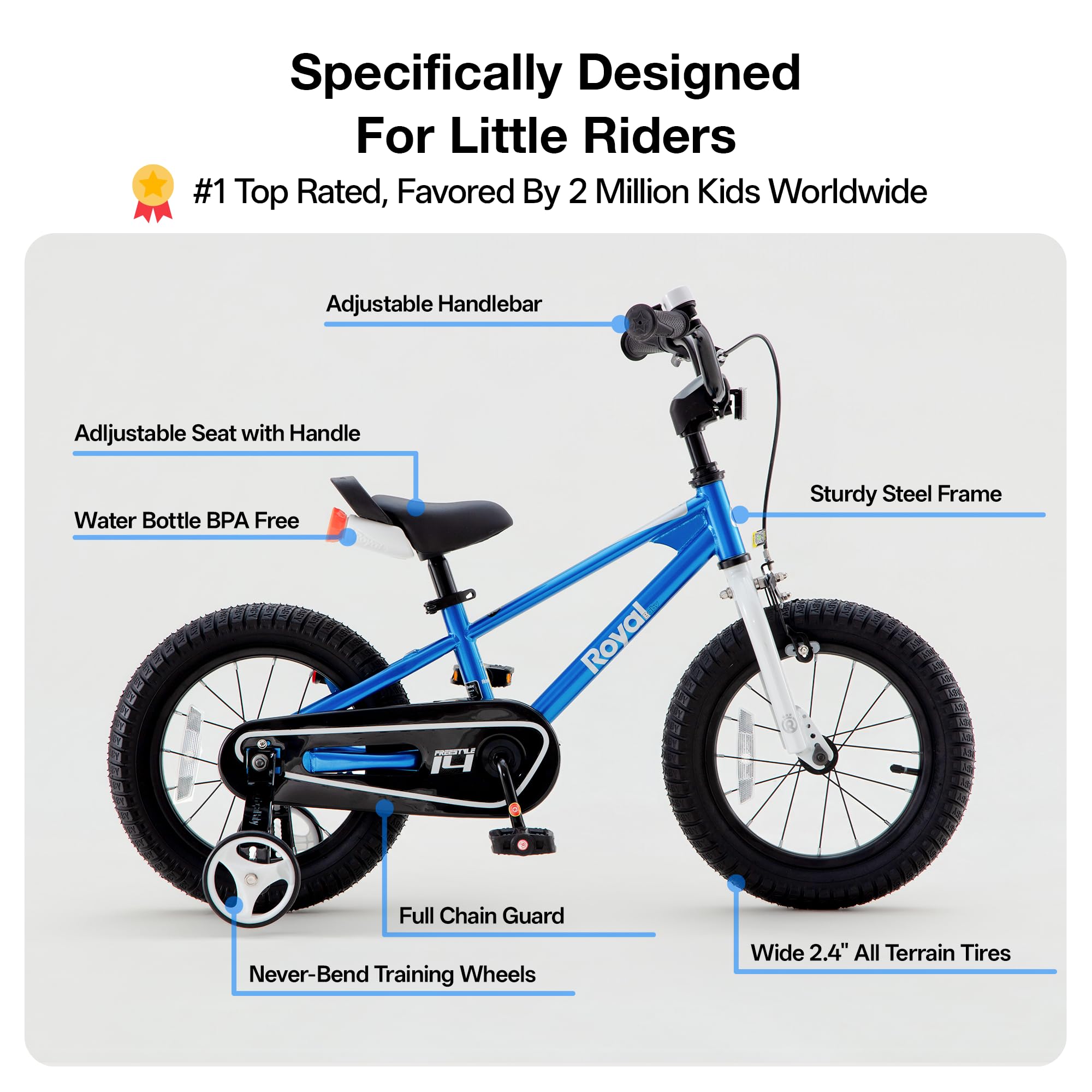 RoyalBaby Kinderfahrrad 12 Zoll Kinder Fahrrad ab 3 Jahren (blau)