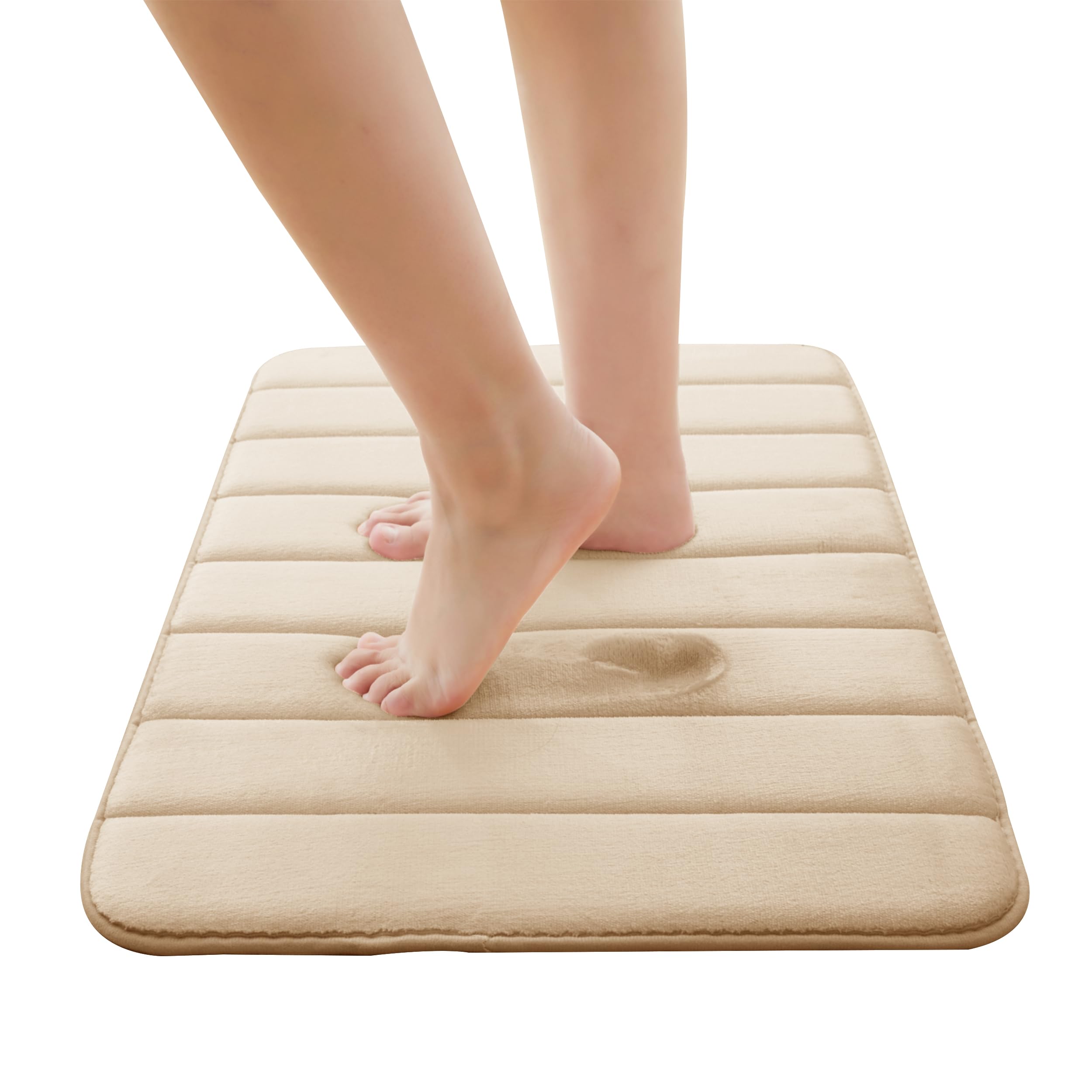 Moonlight Bedding Memory Foam Bath Mat Non Slip Anti Mould – 40 x 60 cm Cream Washable Super Absorbent Bathroom Mat Extra Soft & Comfortable Shower Mats