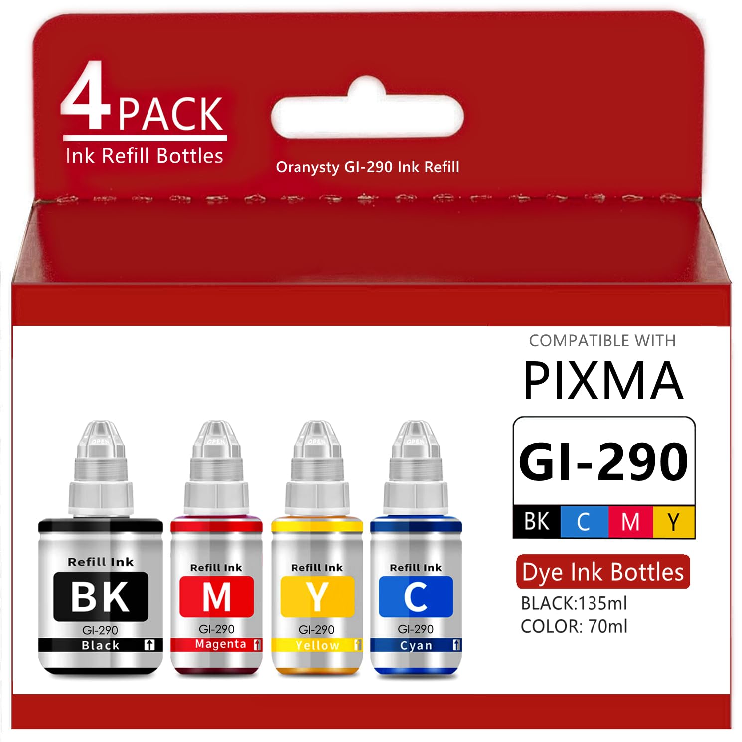 Kompatybilny zamiennik butelek z atramentem GI290 do Canon PIXMA G1000 G1200 G1800 G2100 G2200 G2400 G2800 G3200 G3600 G3800 G4100 G4600 G4210 me. Gatank Inkjet Drukarka. 1Bk, 1C, 1M, 1Y,