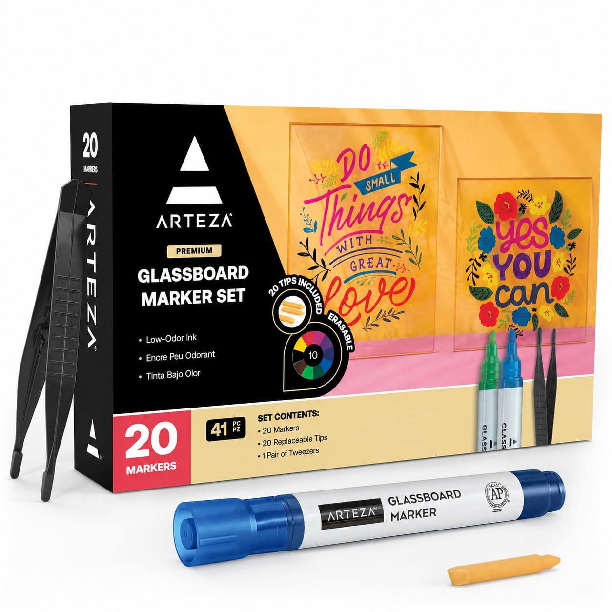 新品 Arteza ホワイトボード ガラスボード用 ドライイレースマーカー10色 Amazon.com: ARTEZA Glass Board Dry Erase Markers, 20 Pack, 10