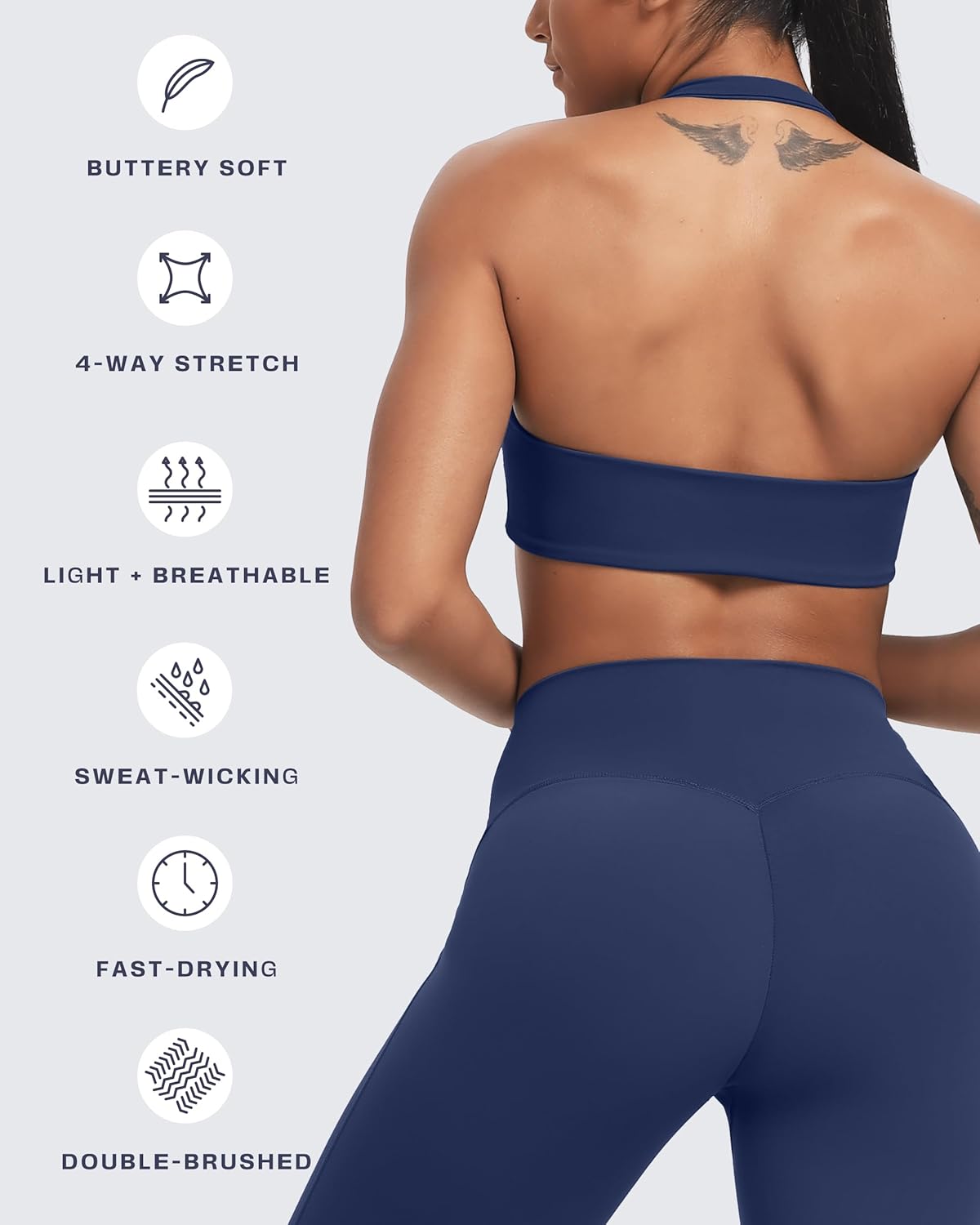 Aoxjox Women's Workout Sports Bras Fitness Taylor Scrunch Halter Bra Yoga Crop Tank - Image 4