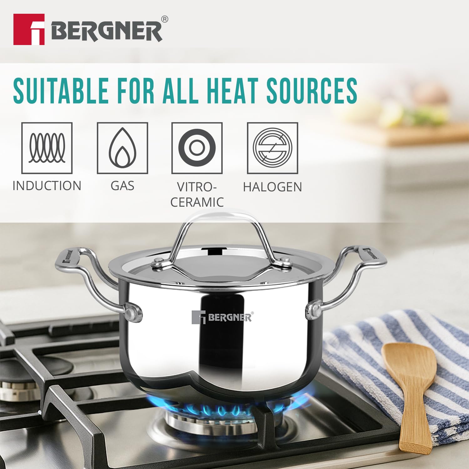 Bergner Argent Junior Chef Triply Stainless Steel 14cm (1.2 L) Casserole with Stainless Steel Lid, Mini Casserole, Durable, Consumes Less Oil, Healthy Cooking - Induction and Gas Stove Ready 1