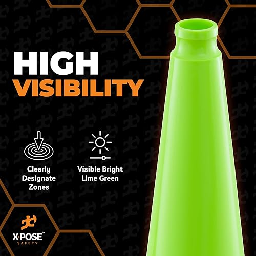 Miniatura 5 de Cono de tráfico verde lima de 36 pulgadas, paquete de 8, cono de seguridad de PVC de alta calidad para estacionamiento, precaución, construcción,