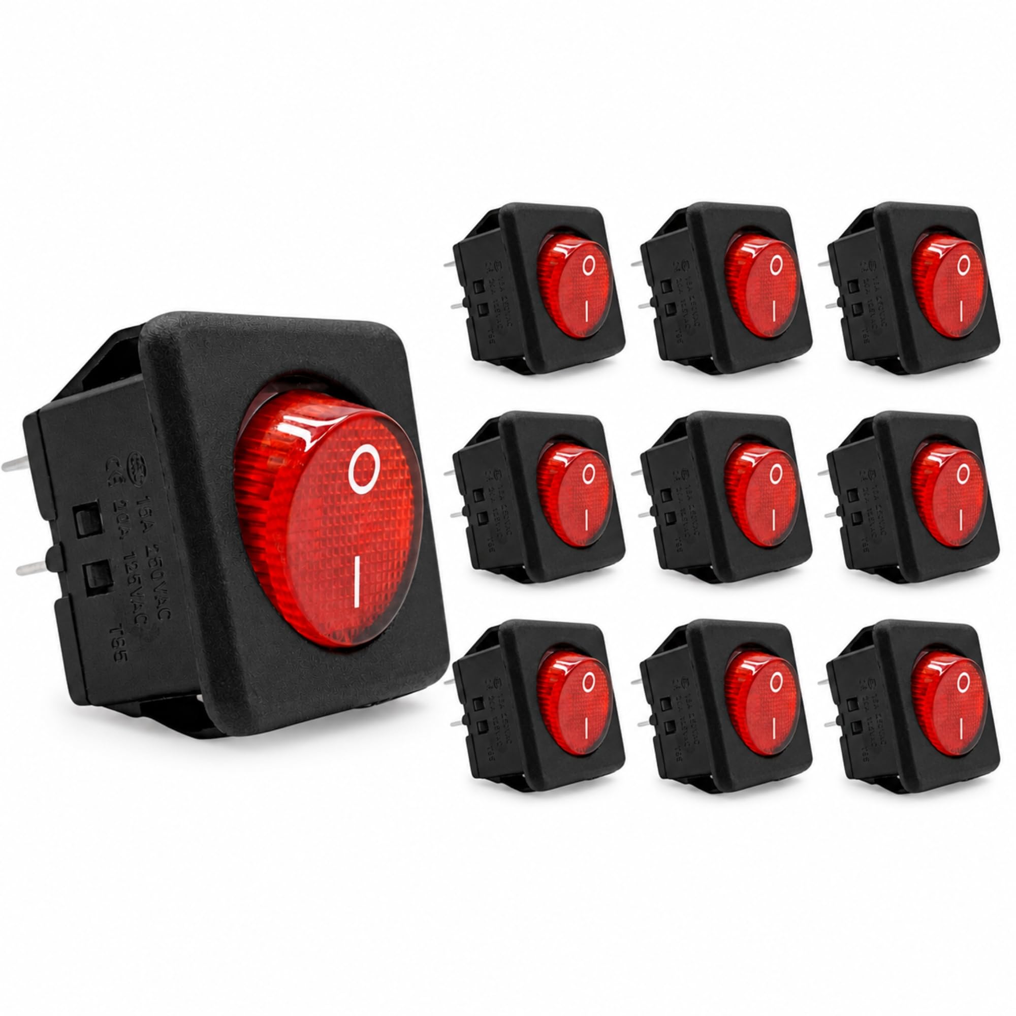 Interruptor Basculante DPST ON/OFF 4 pin, Rojo, 10 Unidades - imagen 1