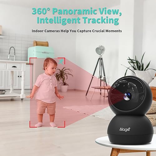 Miniatura 6 de Cámara de seguridad, cámara de seguridad interior HD 2K, cámara panorámica de 360 grados para mascotas, WiFi 2.4G y 5G, detección de movimiento,