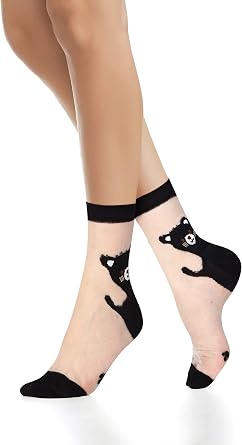 Benefeet Sox Sheer Mesh Socks for Women Cute Patterned Lace Ankle Socks Ultra Thin See Through Transparent Summer Sock