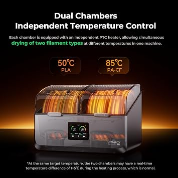 Official CREALITY Space Pi X4 Filament Dryer Box, Dual Chambers 200W PTC Heats Up to 85c Smarter Drying Elevated Large Size for 1kg/2kg spools 1.75/2.85mm Dry 4 Spools Filament Holder