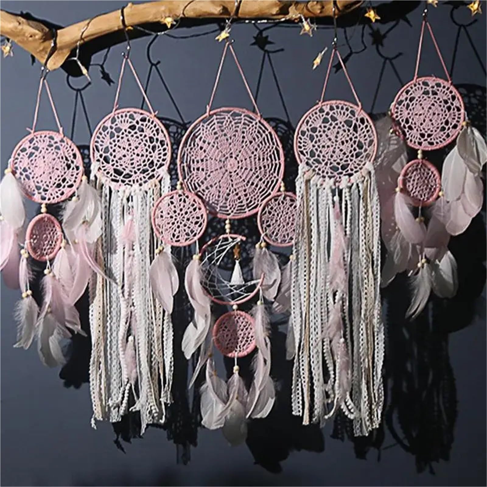 5 Pezzi di acchiappasogni Decorazioni for la casa acchiappasogni Fatti a Mano Ornamenti da Appendere alla Parete for la Stanza per casa(White)