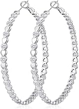 MOROTOLE Heart Cubic Zirconia Large Hoop Earrings for Womens 925 Silver 14k Gold Plated Hypoallergenic Rhinestone Hoops Earring Sparkly Jewelry Gift 30/40/50/60mm
