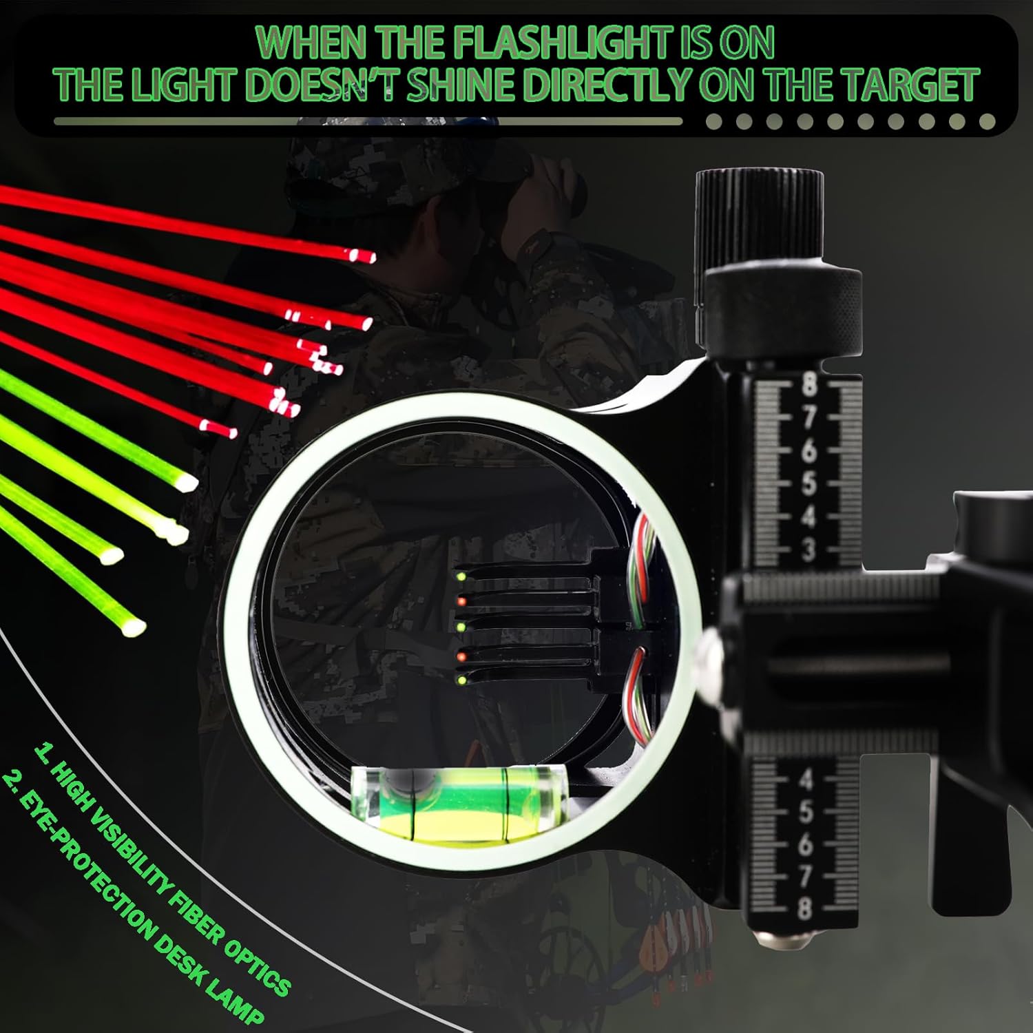 5-Pin Compound Bow Sight - with Level & Height Micro-Adjustable, Aluminum Alloy Hunting Sight for Right/Left Hand, Includes Sight Light & Tools