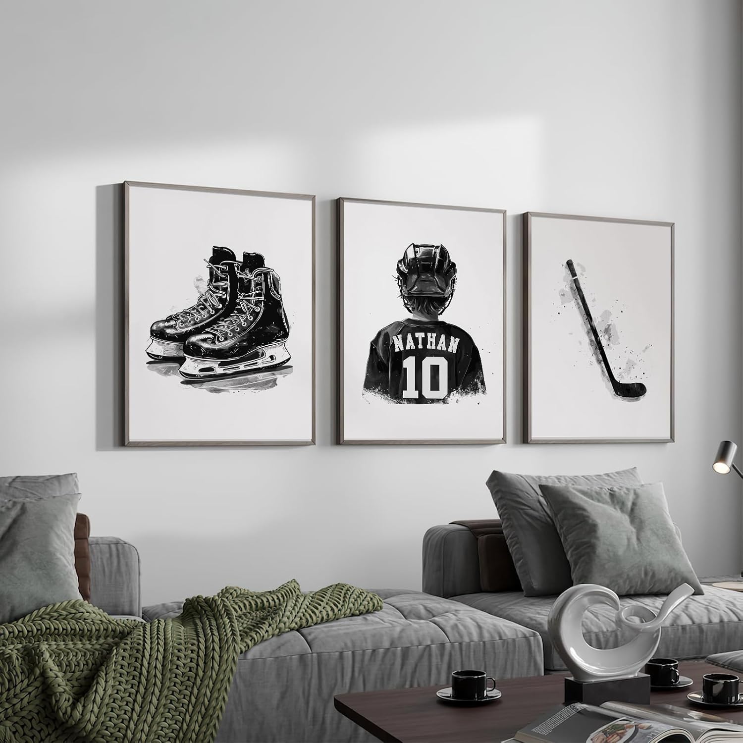 Boy Room Wall Art Minimalist Poster Hockey Wall Art Teen Room Decor Nursery Decor Retro Lacrosse Sport Picture Set of 3 Hockey Posters for Bedroom Living Room Aesthetic Wall Art Gift For Son, Boy, Men