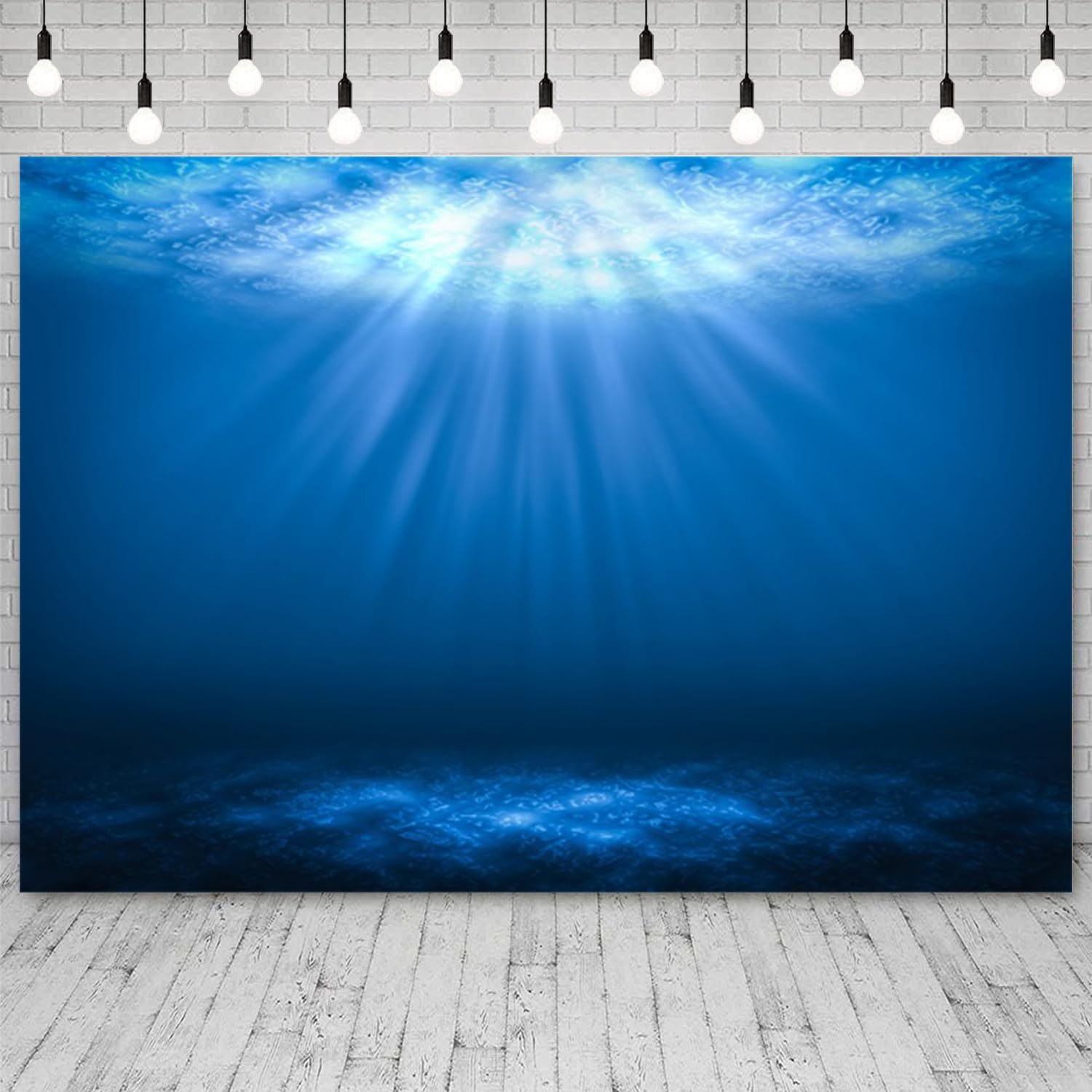 Toile de fond sous la mer 3 x 2,4 m - Motif rayon de soleil - Scène de l'océan bleu - Bannière sur le thème aquatique - Accessoires de photomaton - Décoration de style sous-marin - Rayons