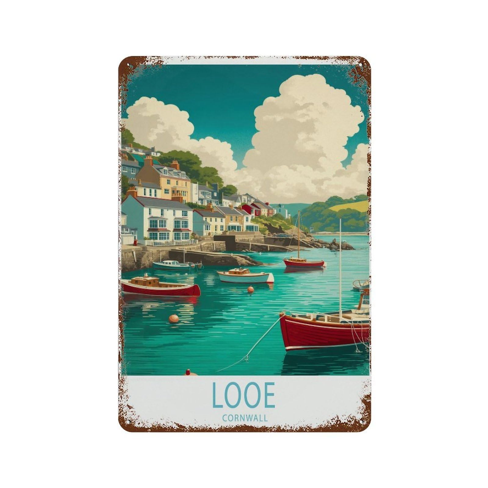 xiaoxiaoshen Looe England Travel Corn Custom Wall Decor Art Metal Tin Poster Modern Home Decor Art Home Bar Shop Decorations Vintage Sign 30x20cm