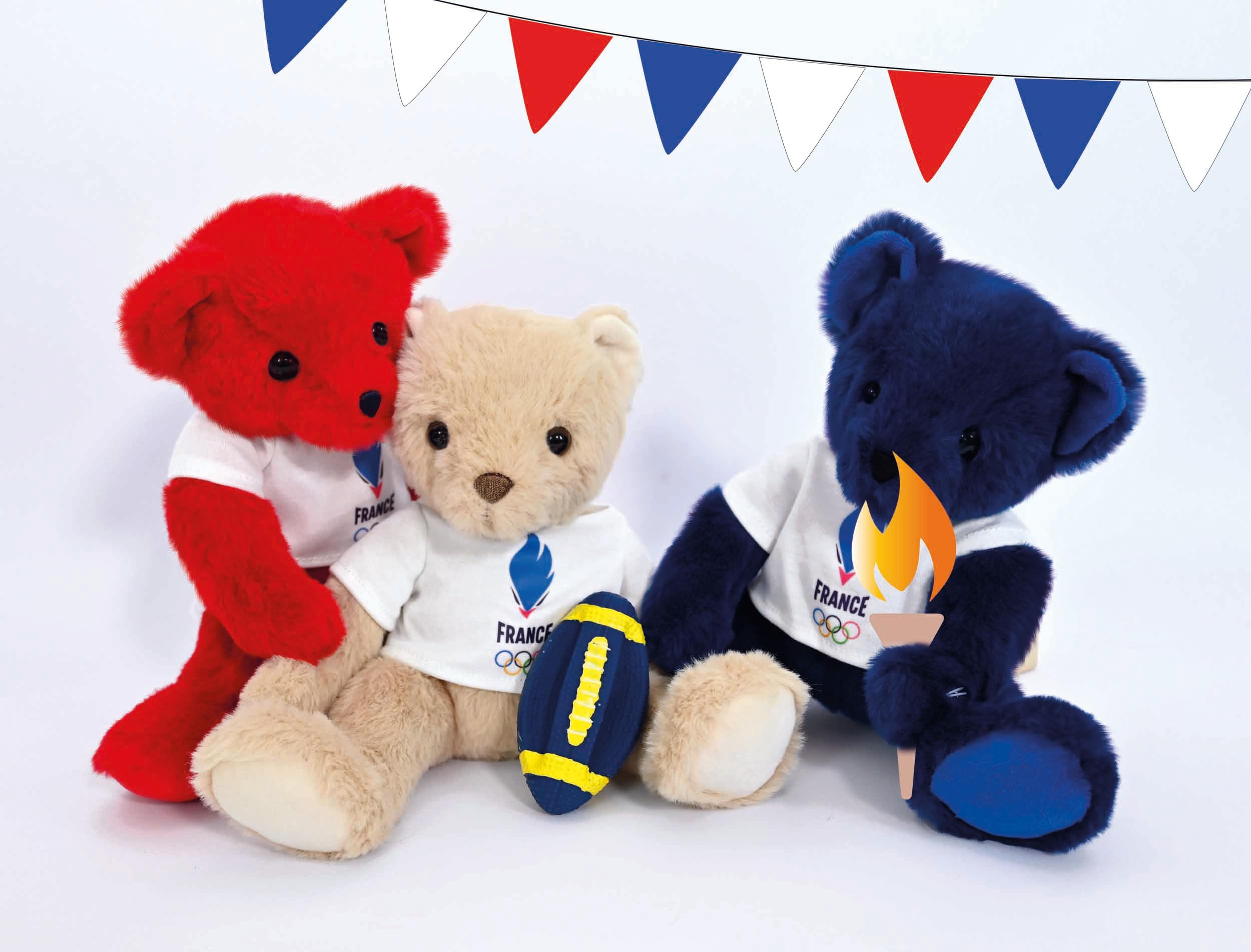 Doudou et Compagnie Ours Officiels Jeux Olympiques Paris 2024 Equipe France Rouge 30 cm