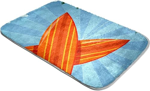 Lyetny Surfboards with Words Out of Water I Am Nothing Water Absorbent Bath Mat Bathroom Rug 23.6 x 15.7 Inch Plush Microfiber Bath Mat Non Slip for