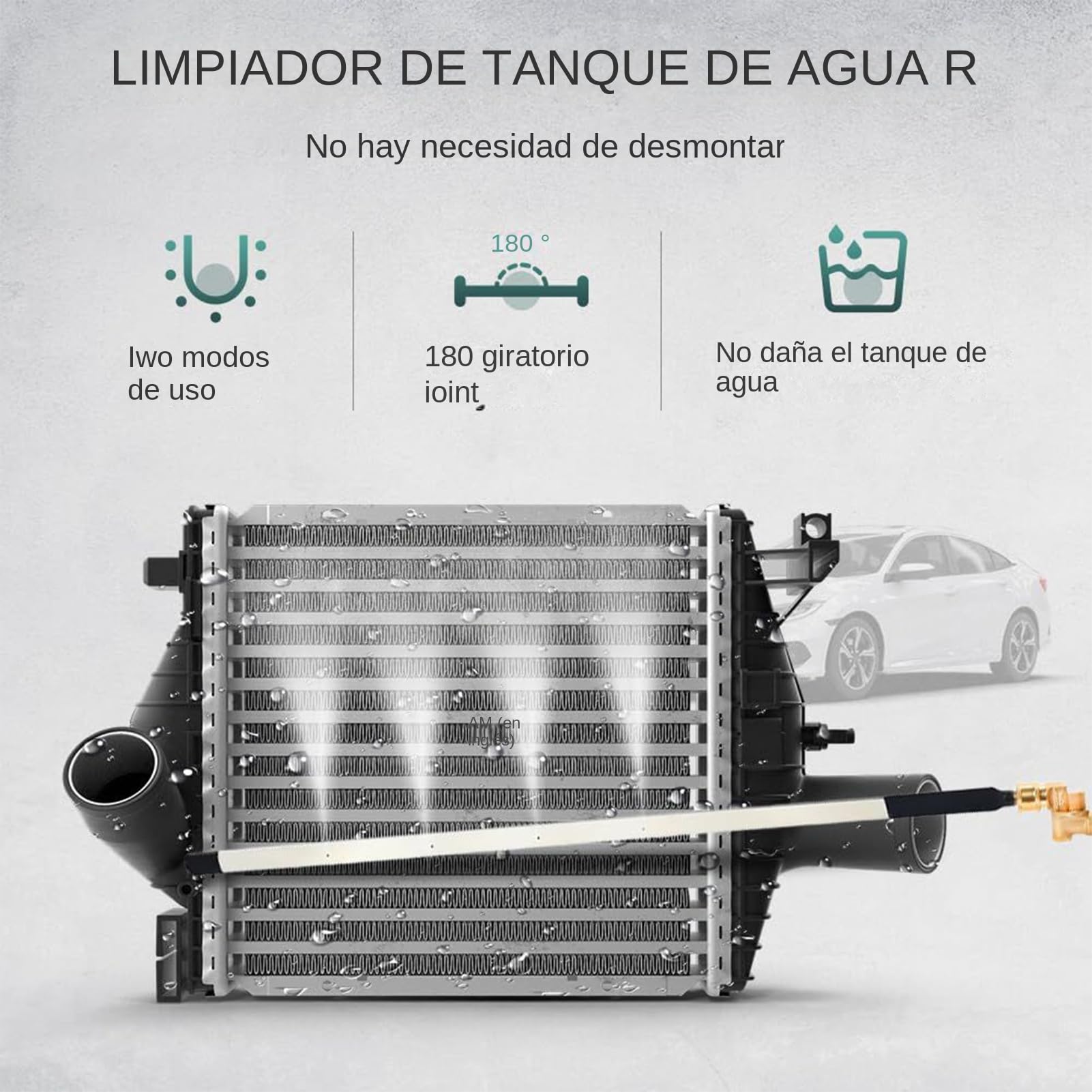 Varilla De Limpieza Para Radiadores Portátil, Lanza para Hidrolimpiadora 60 cm 4500 PSI, Accesorios para Hidrolimpiadora de Vehículos Barcos Caravanas Camiones Quads