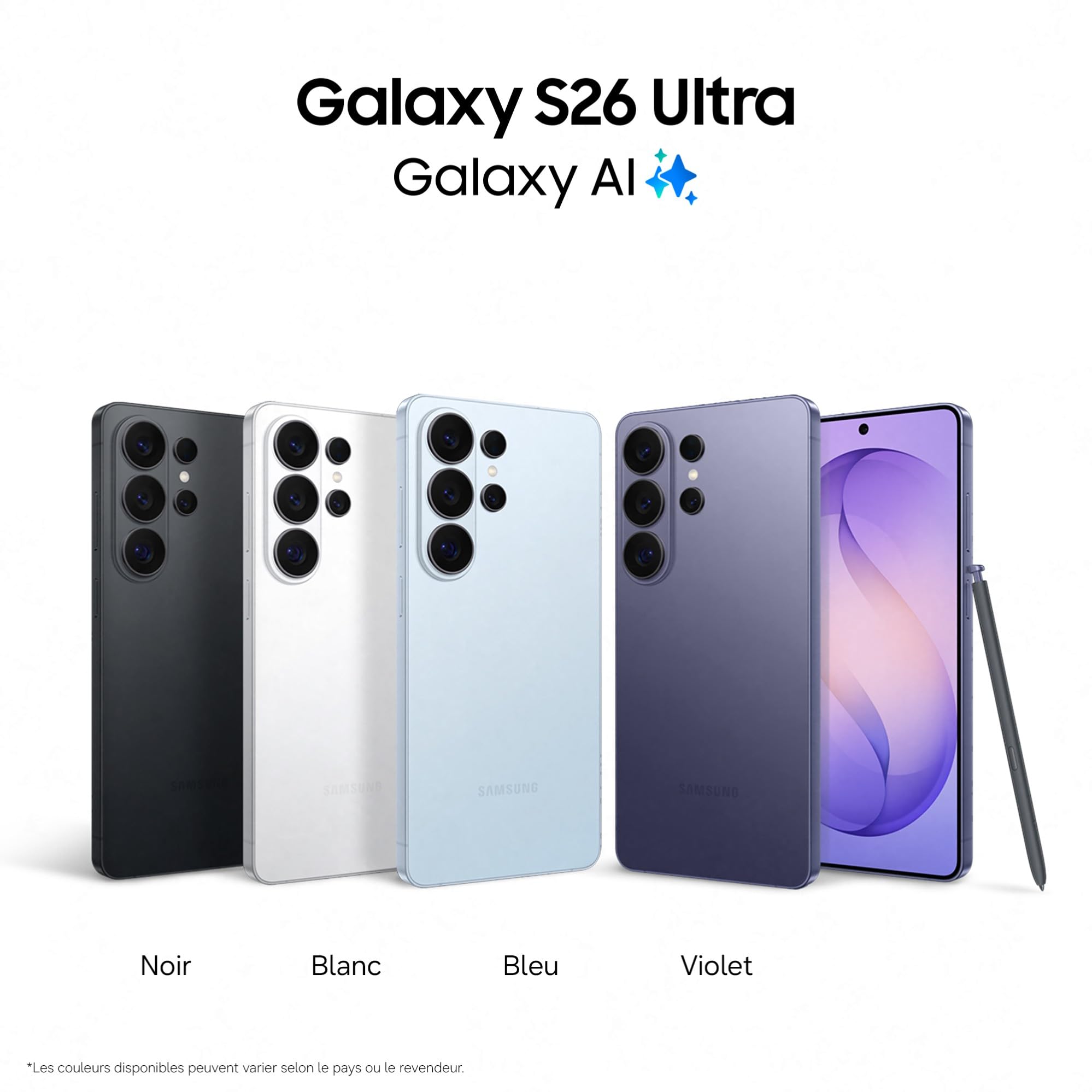 Samsung Galaxy S26 Ultra, Smartphone Android 5G avec Galaxy AI, 256 Go, Chargeur Secteur Rapide 25W Inclus, Smartphone déverrouillé, Violet, Version FR