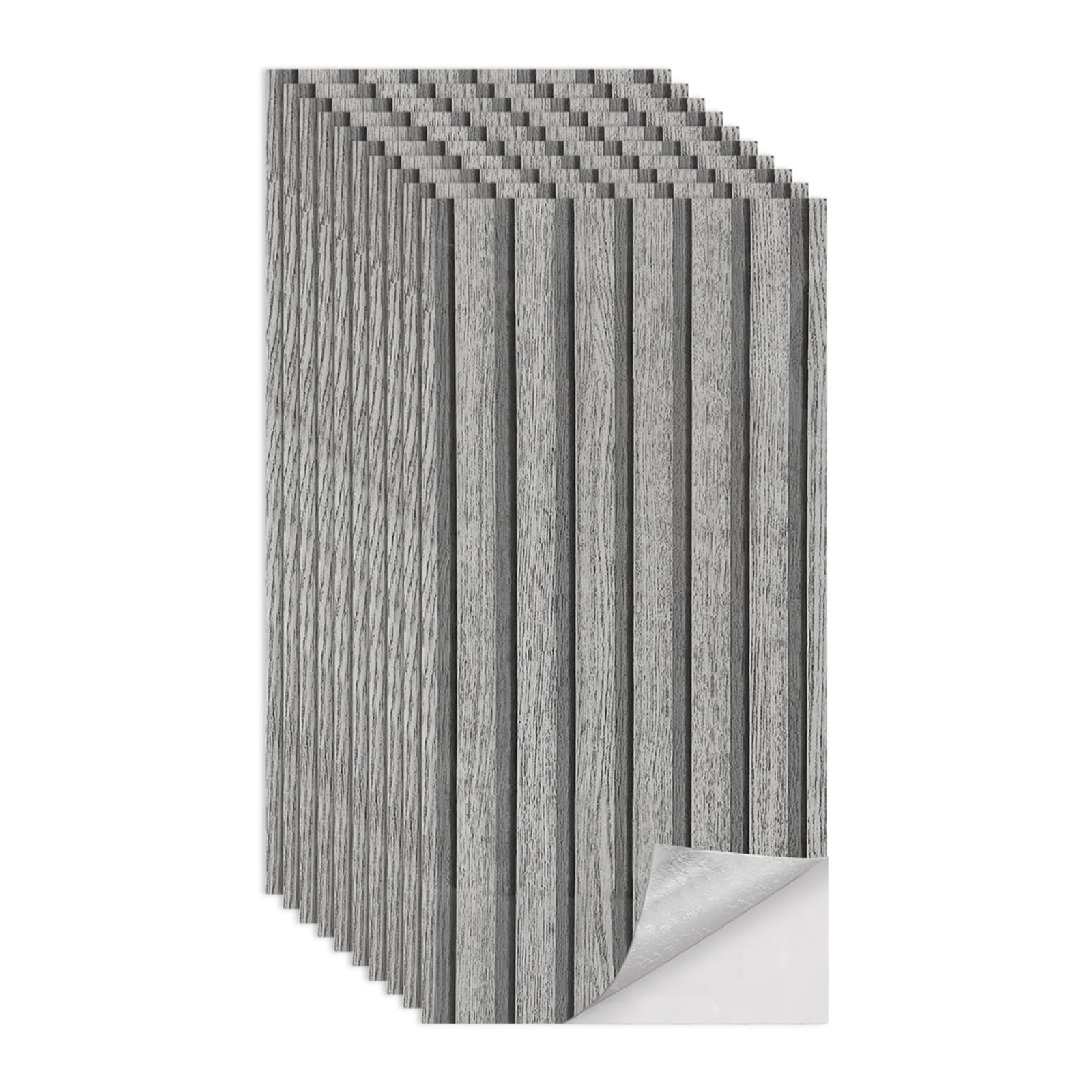Grey Wood Panels for Walls, Acoustic Self Adhesive Wall Panels Sound Absorbing Wooden Slats, Decorative 3D Wall Panels, Modern Wall Decor for Office, Bedroom, Kitchen, 60x30cm 20 PCS