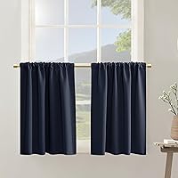 Vista 28 de Cortinas azul marino para autocaravanas RV Camper, juego de 2 paneles con bolsillo para la barra, cortinas oscuras para oscurecer la habitación