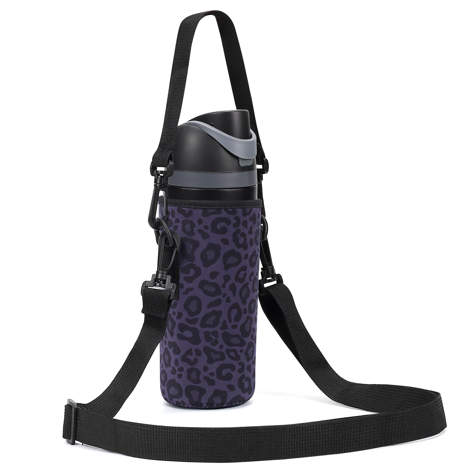 Neoprene Water Bottle Carrier Bag with Adjustable Shoulder Strap for Owala 24 OZ Tumbler, Insulated Water Bottle Cover for Owala FreeSip Insulated Water Bottle (Black Panther, 24 OZ)