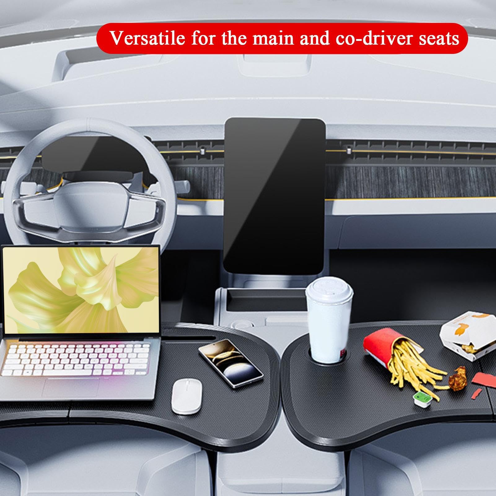 Bandeja Mesa Coche Organizador Consola Auto Performance Supply | Mesa Plegable Portátil Coche Accesorios Internos Suministros Beber Comer Viaje Largo Ordenador Camión Oficina Carretera
