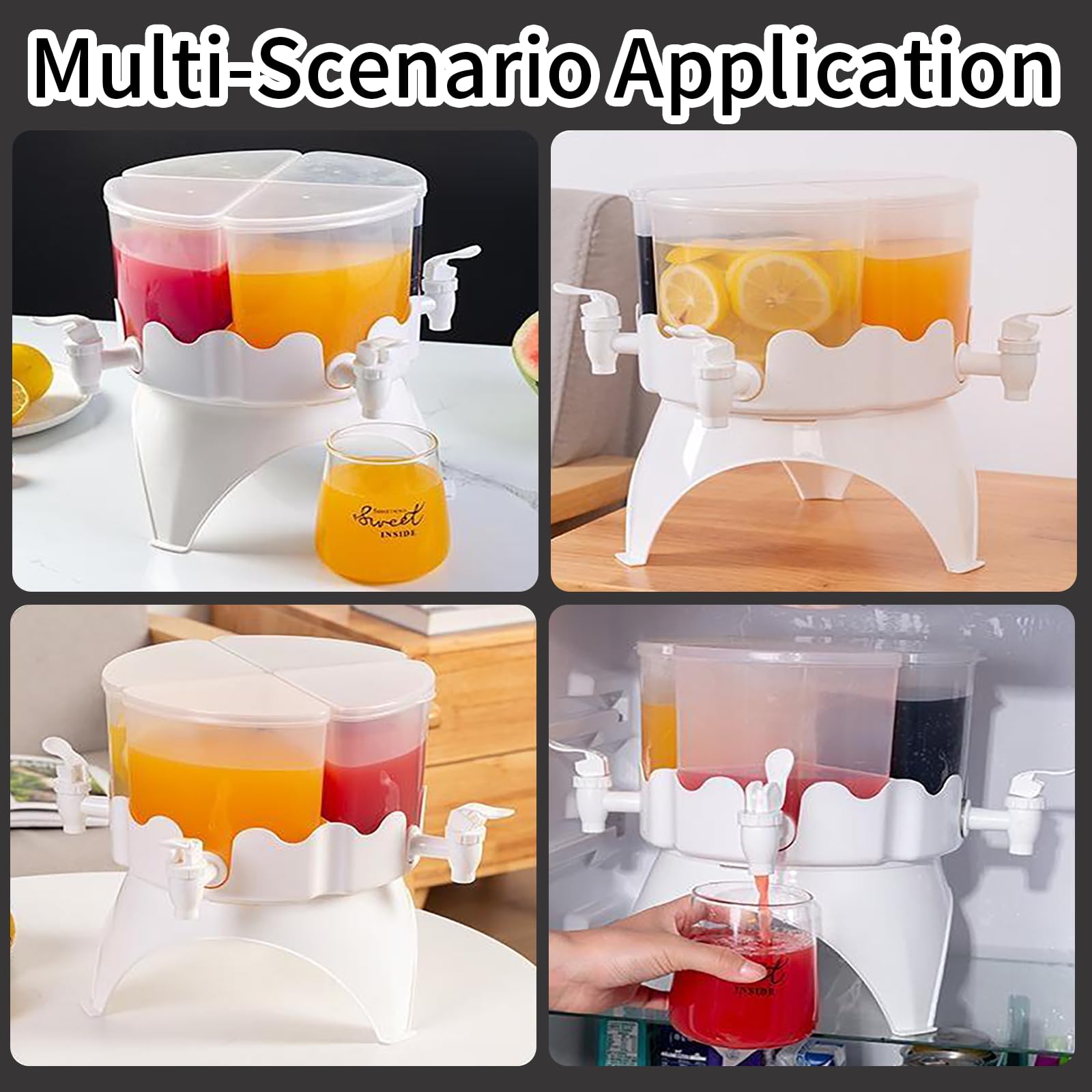 Dispenser Per Bevande, Dispenser Bevande, Dispenser Con Rubinetto Rotante Con Bollitore A 4 Griglie Staccabile Per Frigorifero, Grande Capacità, Plastica