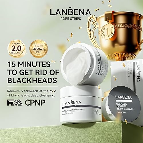 Miniatura 3 de LANBENA Tiras de poros (1.76 onzas), 100 tiras nasales, máscara removedor de puntos negros, AVISO La crema se seca y gomosa a baja temperatura,