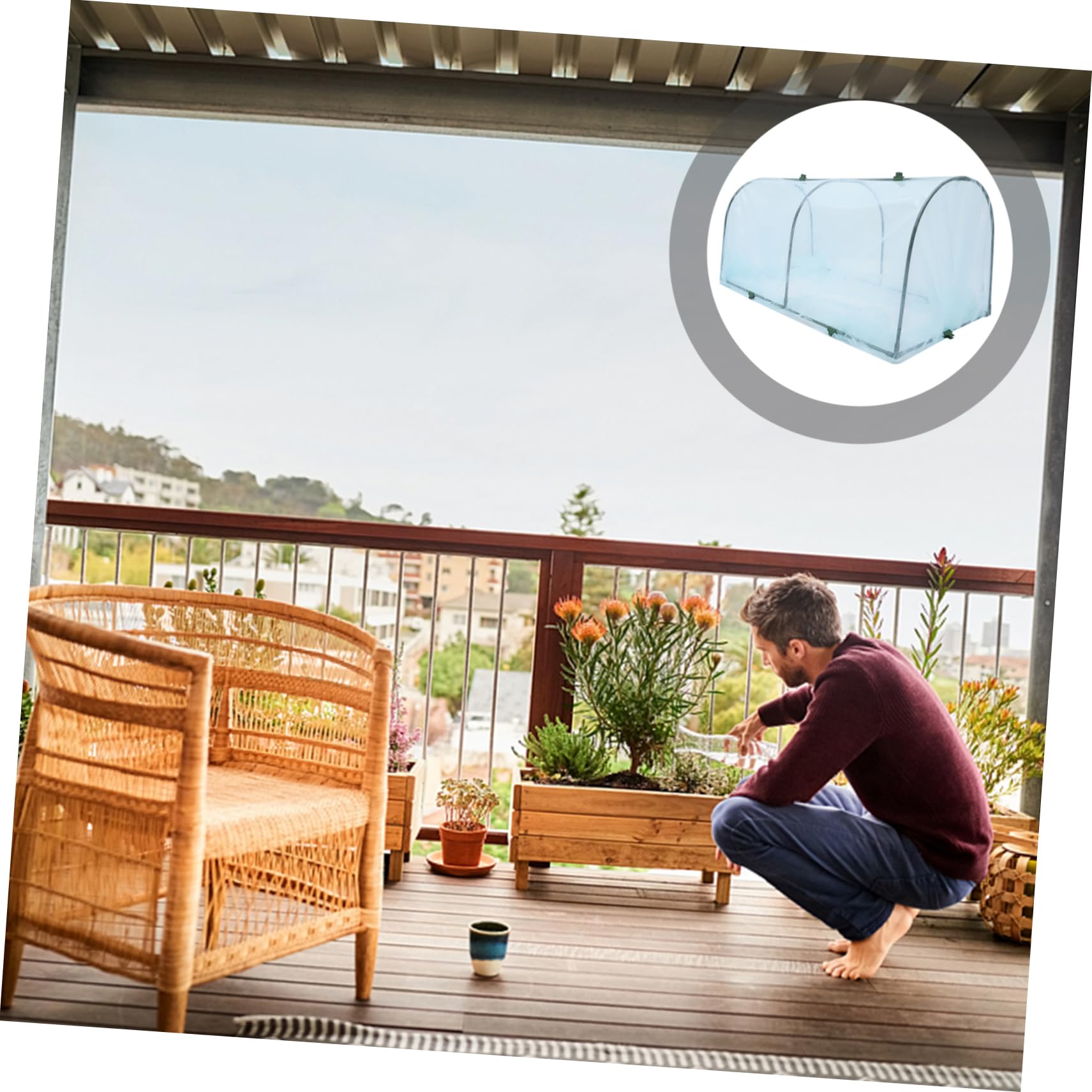 TOYANDONA Soporte para Invernadero de Flores y Plantas, Cubierta de Plástico para Exterior, Hierro y Película PP, Protege del Frío Lluvia