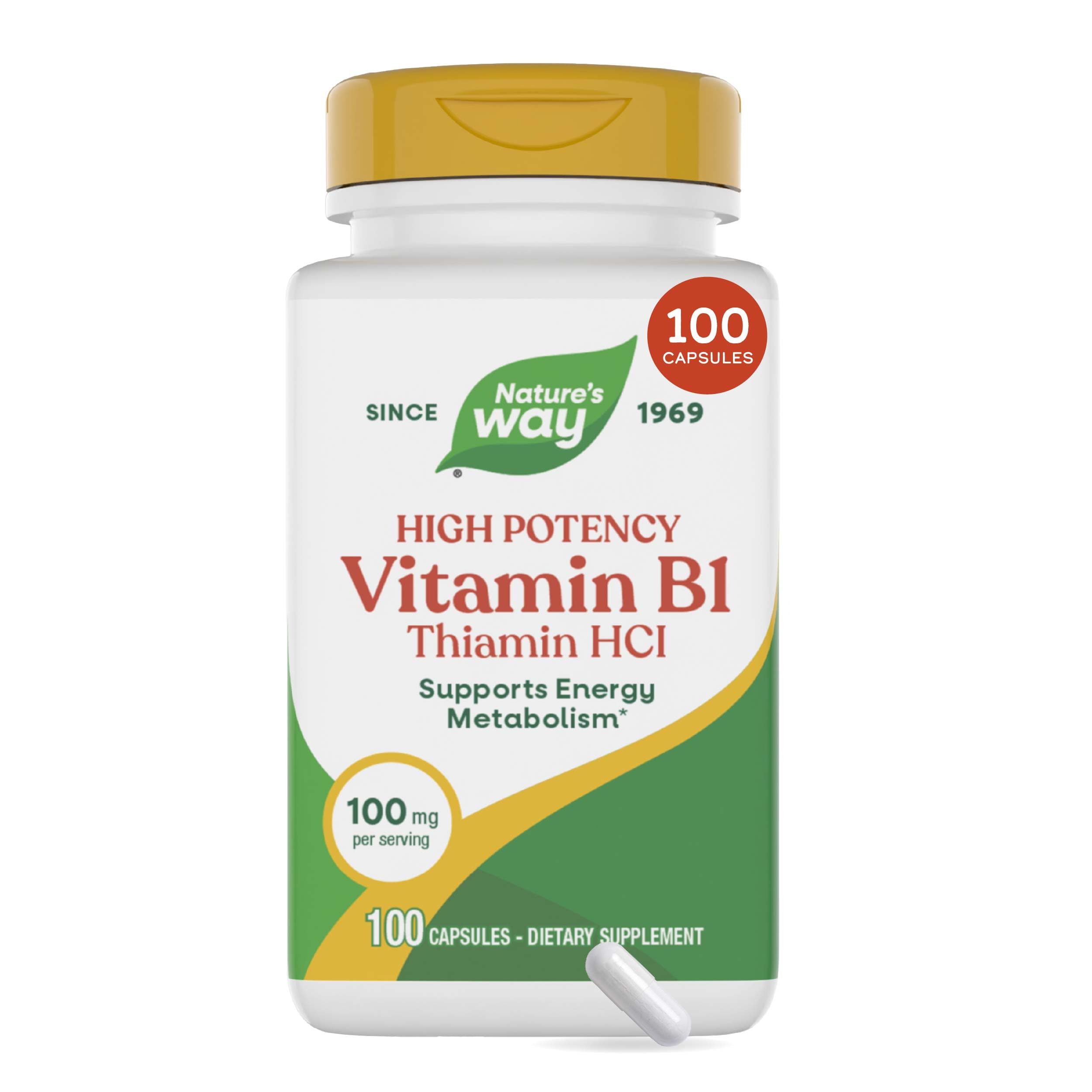 Nature's Way Vitamin B1, Supports Energy Metabolism*, 100 Capsules