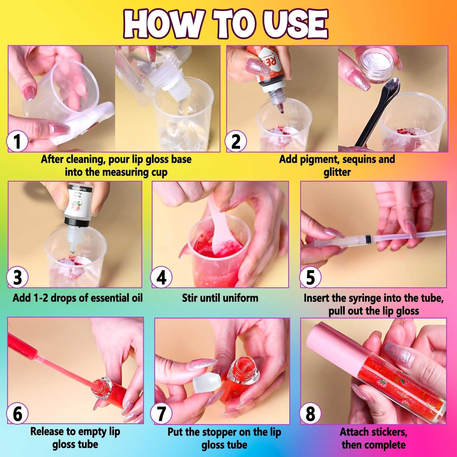 Jcoos Lip Gloss Making Kit, 73 Pieces DIY Lip Gloss Set for Teenagers and Children, Modern, All Season, Plastic, Not Foldable